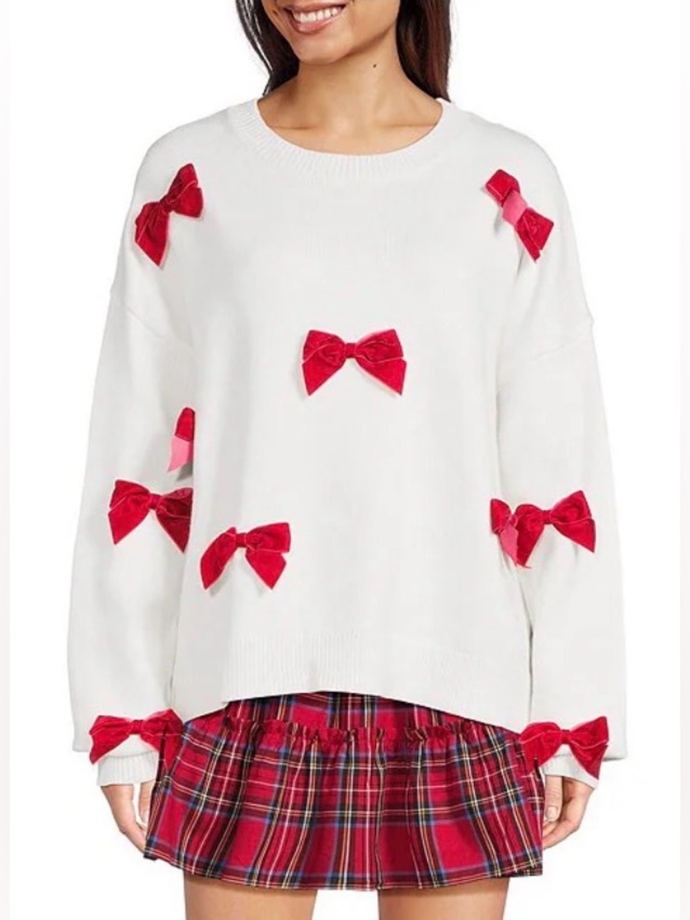 🆕 J.Marie | Coquette Bow-Appliqué Crewneck Jenna Oversized Sweater